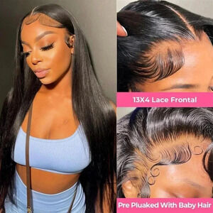 13x4 HD Straight Lace Front Wigs Human Hair Pre Plucked 22 Inch 180% Density